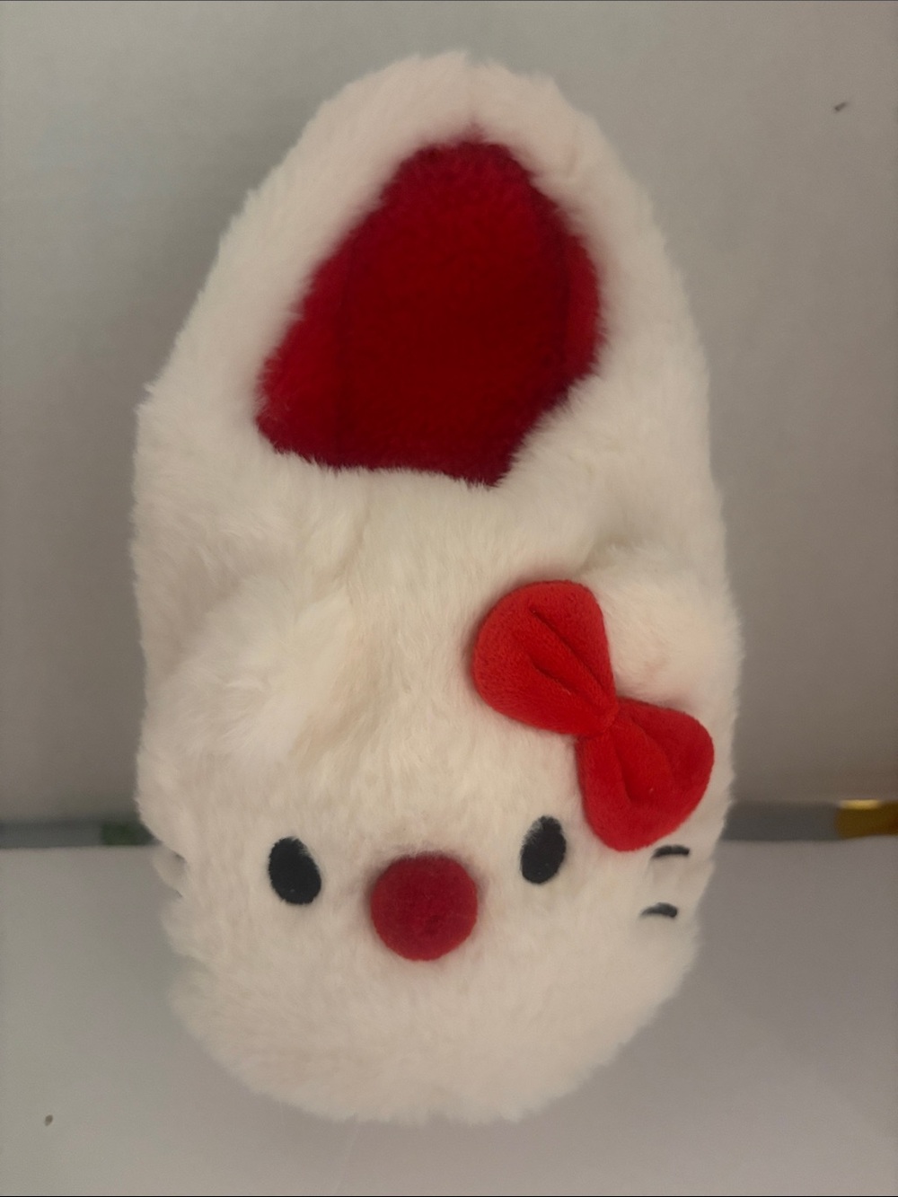 Plush White & Red women Character Slipper with Bow